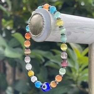 6mm Evil Eye Glass Stretch Bead Bracelet